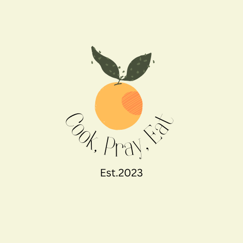 Cook, Pray, Eat logo with FL orange established 2023